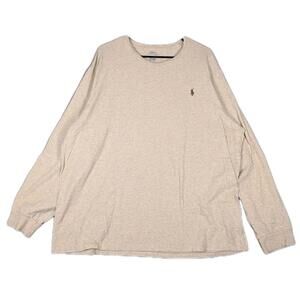 Polo Ralph Lauren Mens XXL Long Sleeve T Shirt Beige Pony Logo Casual